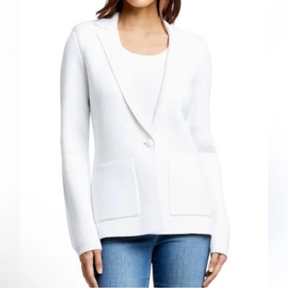 L'Agence Lacey White Knit Blazer